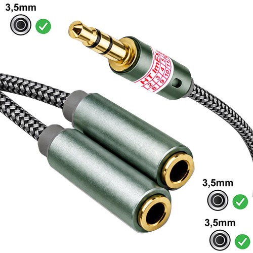 Audio aux splitter 5mm - aux, 3,5mm
